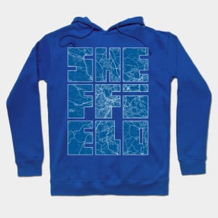 Sheffield, England, UK Map Typography - Blueprint Hoodie